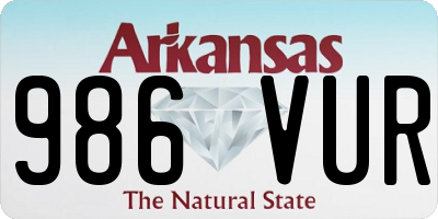 AR license plate 986VUR