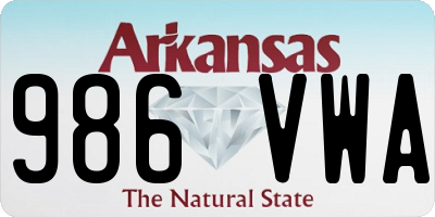 AR license plate 986VWA