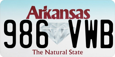 AR license plate 986VWB