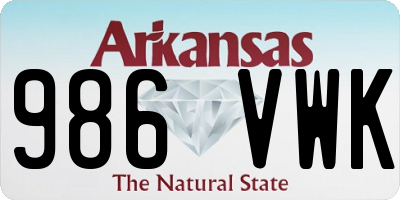 AR license plate 986VWK