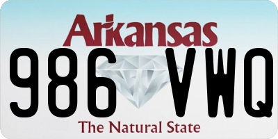 AR license plate 986VWQ