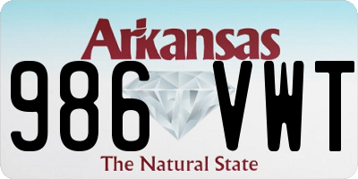 AR license plate 986VWT
