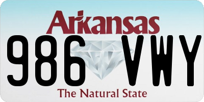 AR license plate 986VWY