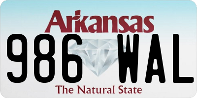 AR license plate 986WAL