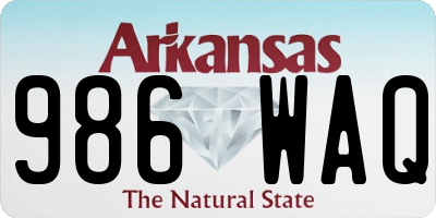 AR license plate 986WAQ