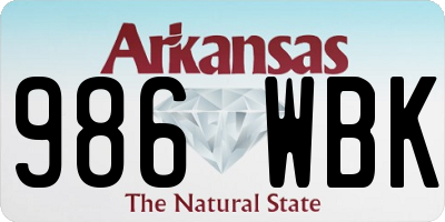 AR license plate 986WBK
