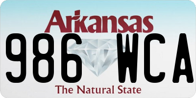 AR license plate 986WCA