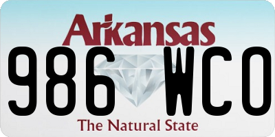 AR license plate 986WCO