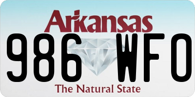 AR license plate 986WFO