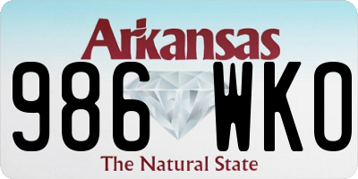 AR license plate 986WKO