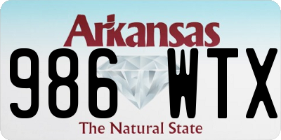 AR license plate 986WTX