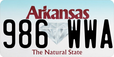 AR license plate 986WWA