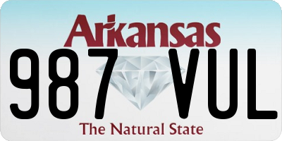 AR license plate 987VUL