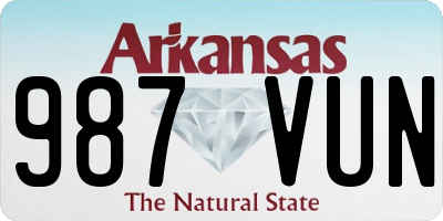 AR license plate 987VUN