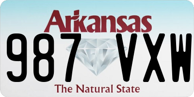 AR license plate 987VXW