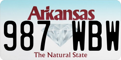 AR license plate 987WBW