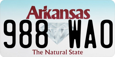 AR license plate 988WAO