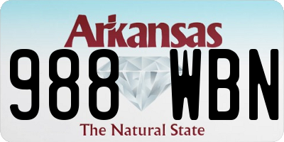 AR license plate 988WBN