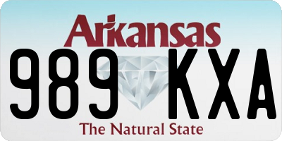 AR license plate 989KXA