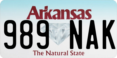 AR license plate 989NAK