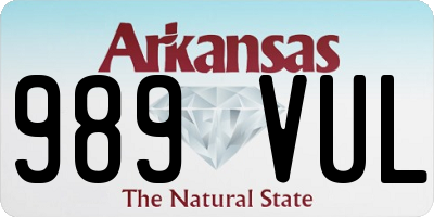 AR license plate 989VUL