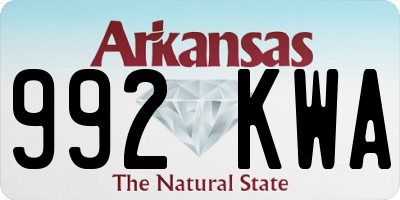 AR license plate 992KWA