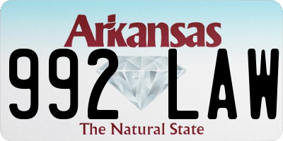 AR license plate 992LAW