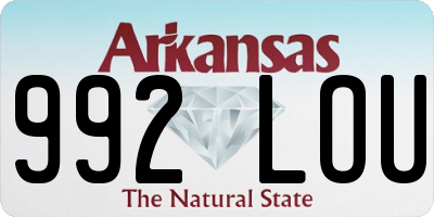 AR license plate 992LOU