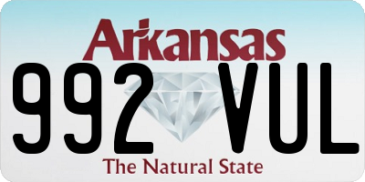 AR license plate 992VUL
