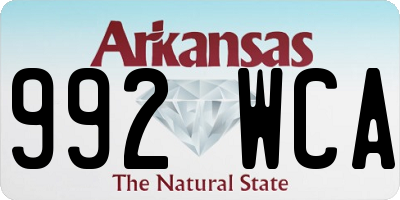 AR license plate 992WCA
