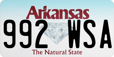 AR license plate 992WSA