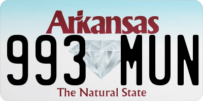AR license plate 993MUN