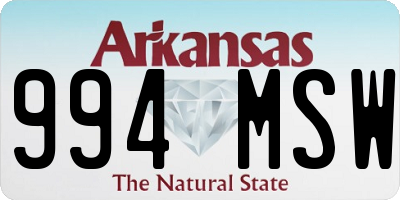 AR license plate 994MSW