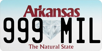 AR license plate 999MIL