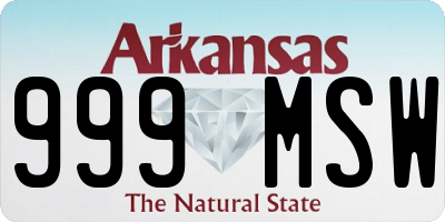 AR license plate 999MSW