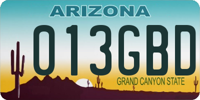 AZ license plate 013GBD