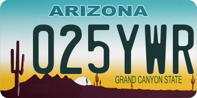 AZ license plate 025YWR