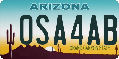 AZ license plate 0SA4AB