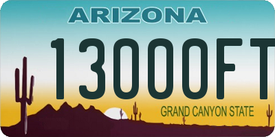 AZ license plate 13000FT