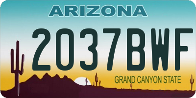 AZ license plate 2037BWF