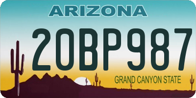 AZ license plate 20BP987