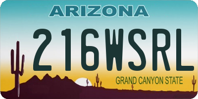 AZ license plate 216WSRL