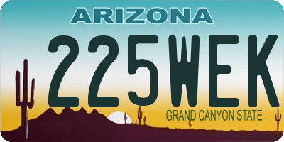 AZ license plate 225WEK