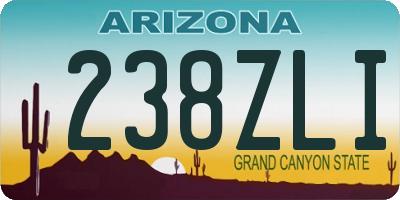 AZ license plate 238ZLI