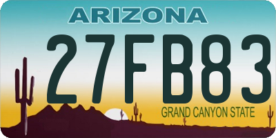 AZ license plate 27FB83