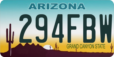 AZ license plate 294FBW