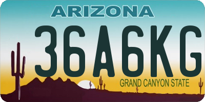 AZ license plate 36A6KG