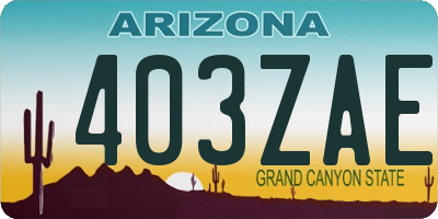 AZ license plate 403ZAE