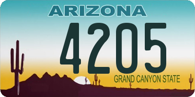 AZ license plate 4205