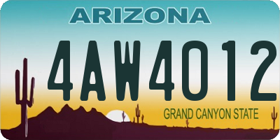 AZ license plate 4AW4012